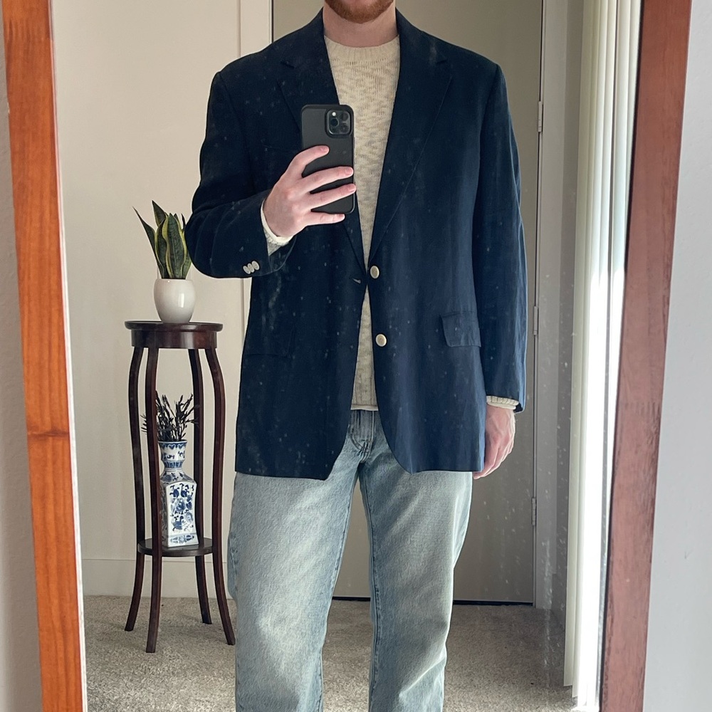 Brooks Brothers Navy Linen Blazer